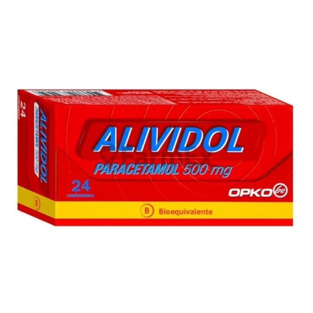 Alividol Paracetamol 500 mg x 24 comprimidos Farmex-Fonasa-Persistente